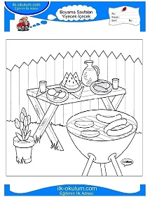 Çocuklar İçin Mangal-Barbekü Boyama Sayfaları 